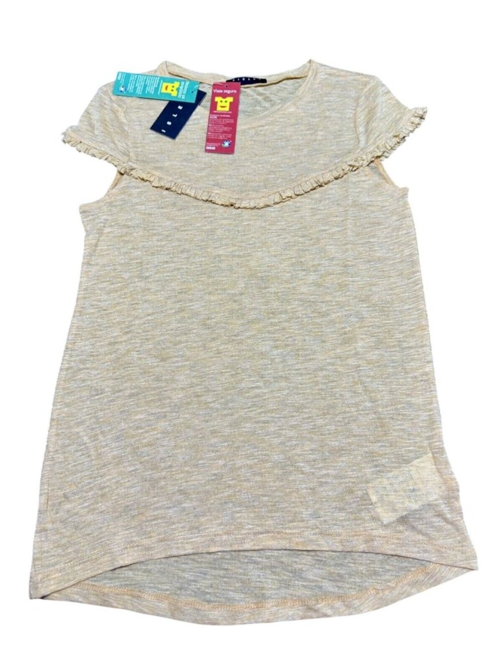 Girls Sisley Ruffle-Sleeve Yellow Heathered Dress 8-9 Years L 140 CM Eco Safe Ce